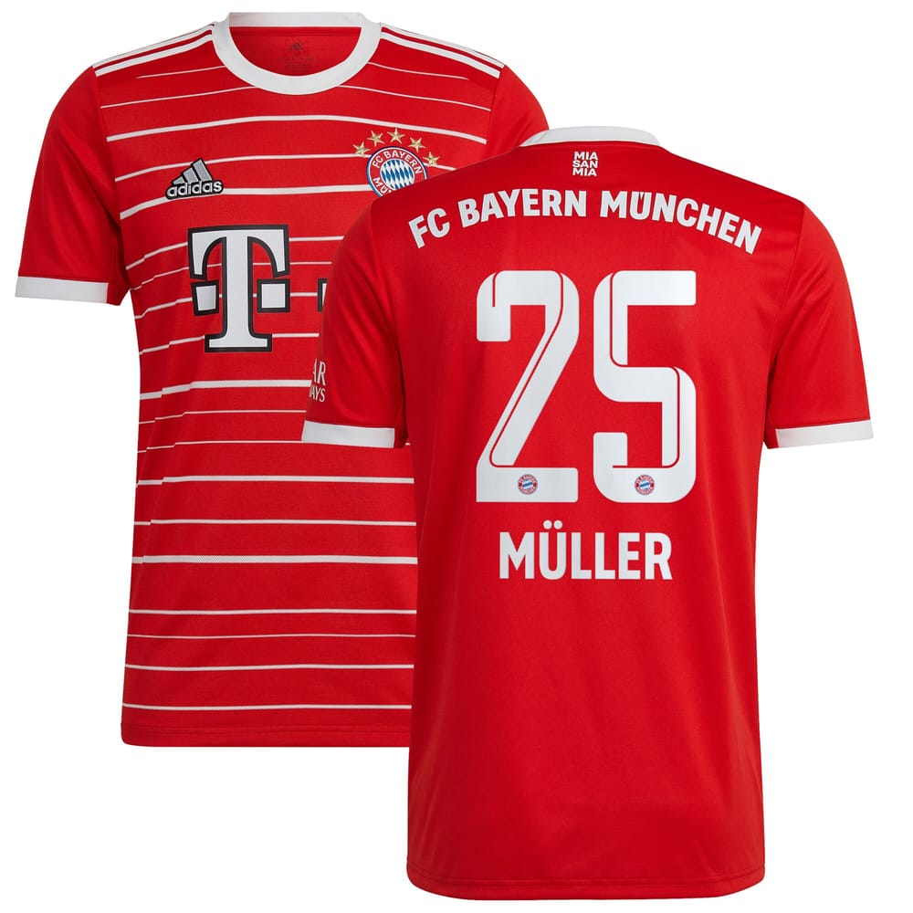 Bayern Munich Home Red Jersey Shirt 2022-23 player Thomas Müller printing for Men