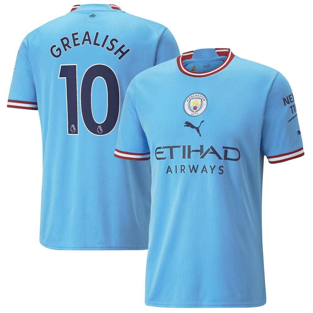 Manchester City Home Sky Blue Jersey Shirt 2022-23 player Jack Grealish printing for Men